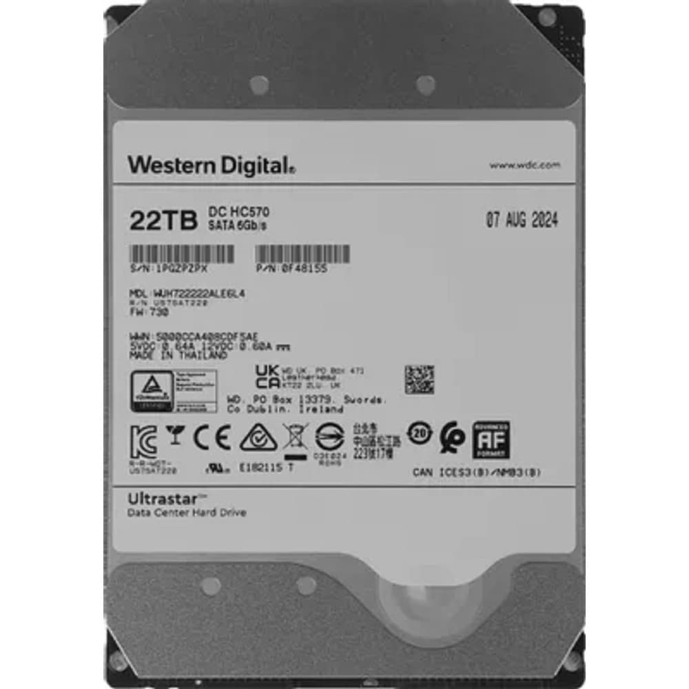 22Tb WD Ultrastar DC HC570 0F48155 7200 6Gb/s 512Mb WUH722222ALE6L4 SATA3