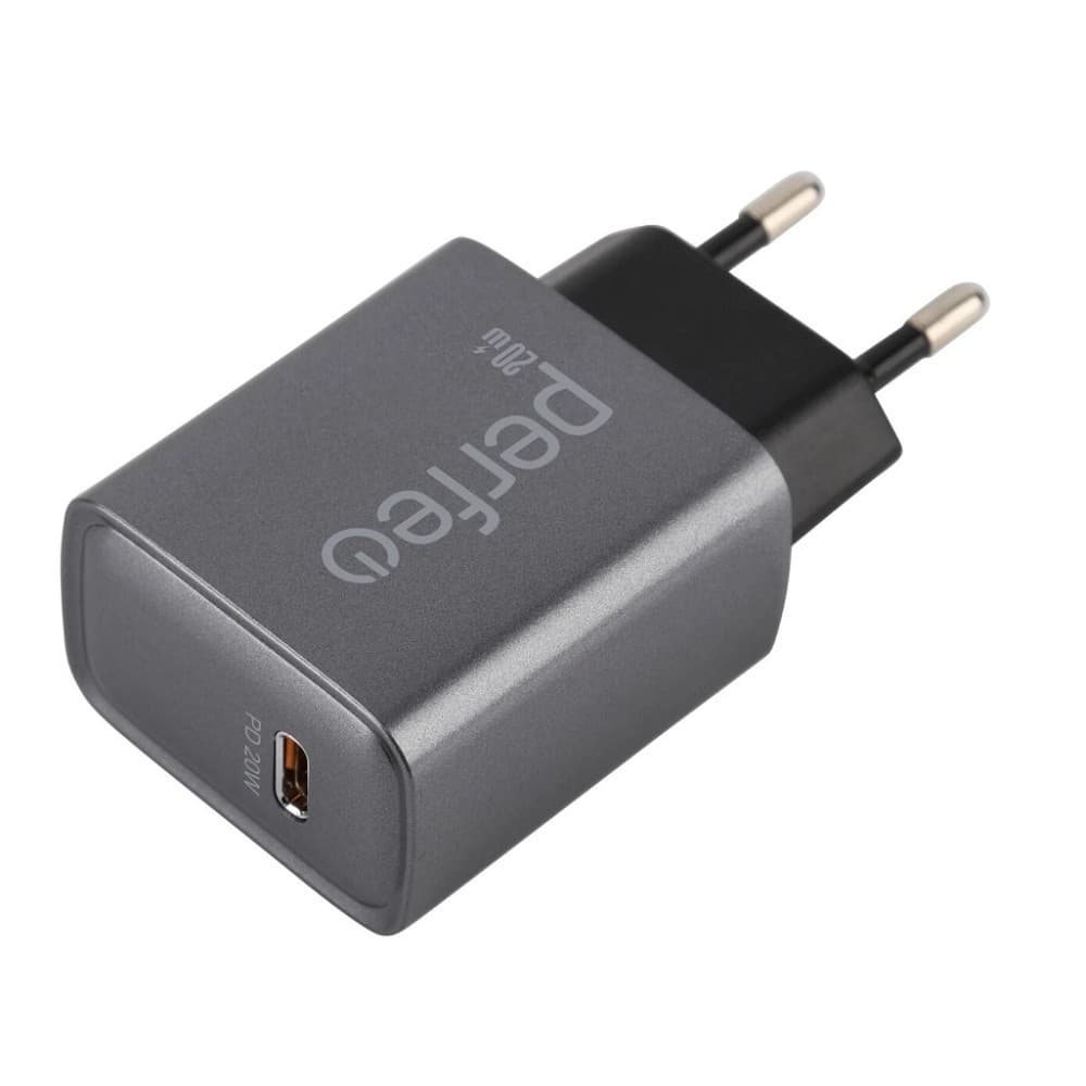 PERFEO Сетевое зарядное устройство с разъемом TYPE-C, 20W, серый (I4668)