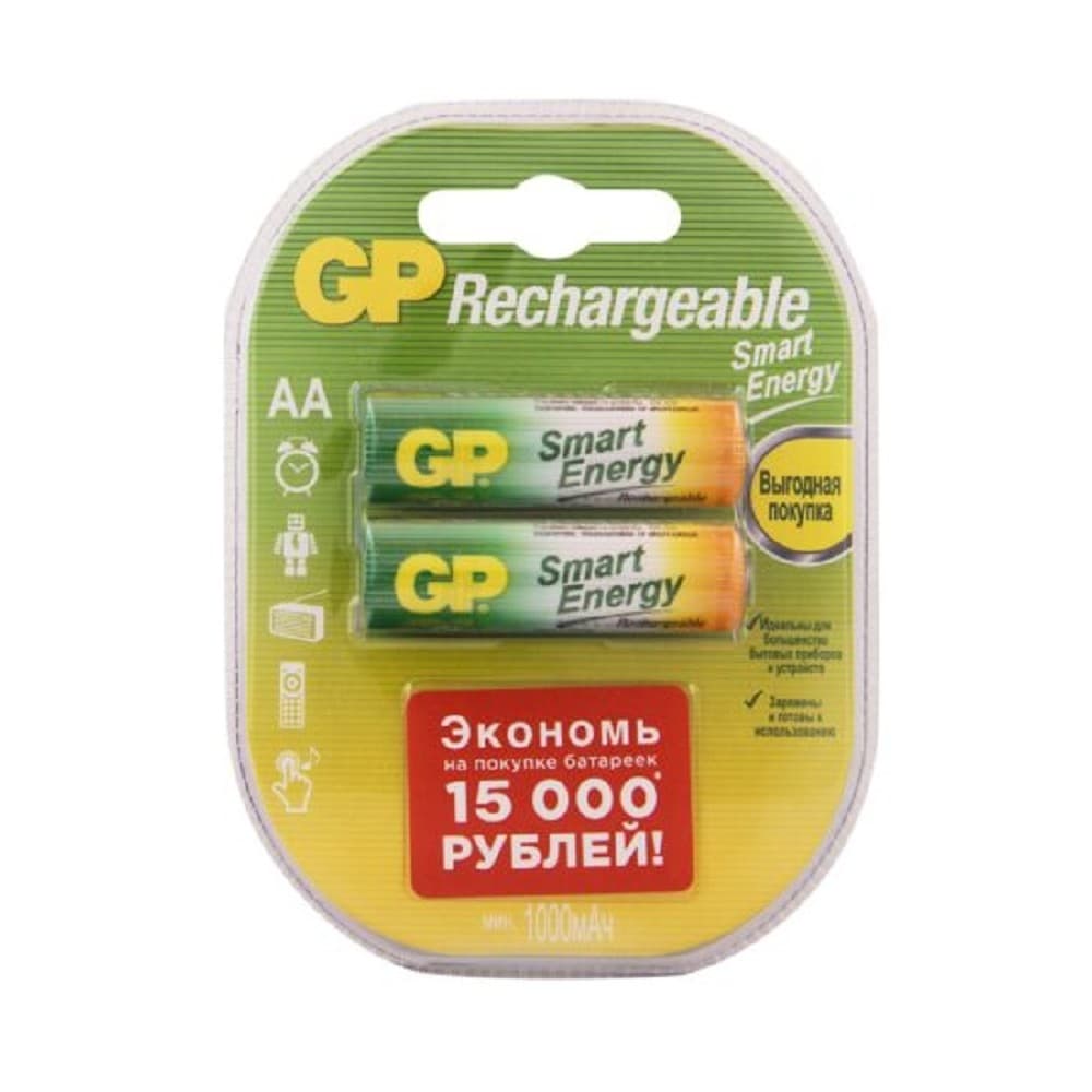 GP Smart Energy AA, емкость 1000 мАч (100AAHCV-2CRSBC2) (2 шт. в уп-ке) аккумулятор