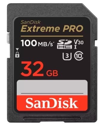 SecureDigital 32GB SanDisk Extreme Pro SD UHS I Card for 4K Video for DSLR and Mirrorless Cameras 100MB/s Read & 90MB/s Write, Lifetime Warranty