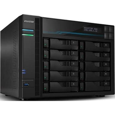 ASUSTOR AS6510T NAS/Media player/Intel Atom C3538 2,1GHz(Quad-Core), 8GB SO-DIMM DDR4, noHDD(HDD,SSD),/2x10GbE+2x2,5Gbe(LAN)/2xUSB3.2,HDMI/M.2/4ip camera license ; 90IX0191-BW3S10