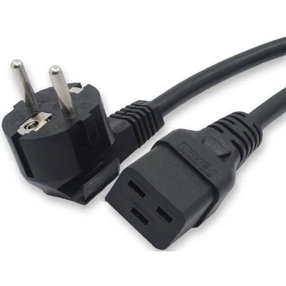 Кабель питания Filum FL-PC-SH90/C19-C-1.8-BK ПВС-АП 3x1.5 CEE 7/7(Schuko) угловая - C19, 220/250В, 16А, чёрный, 1.8м