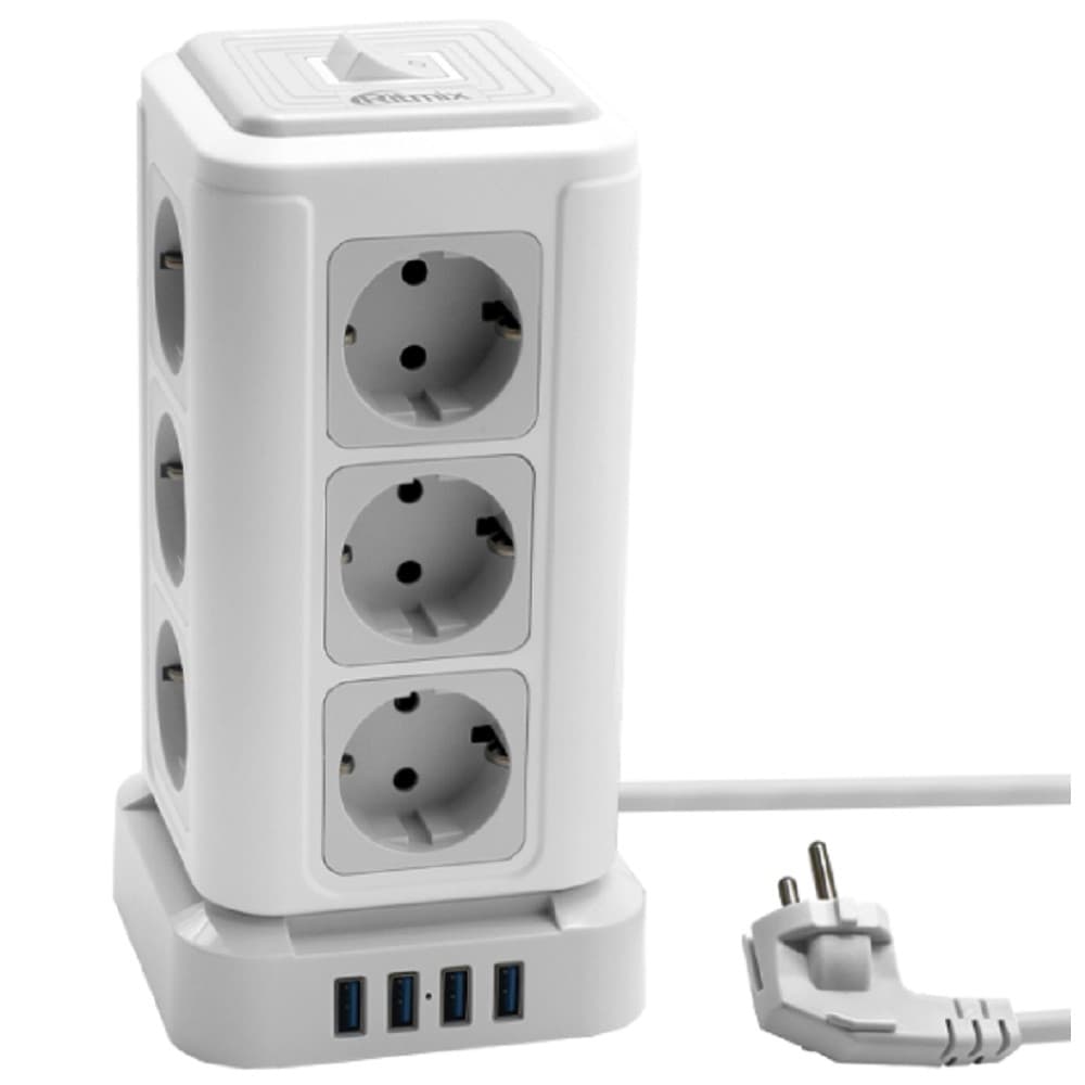 RITMIX RM-2124 White Сетевой фильтр с кнопкой питания