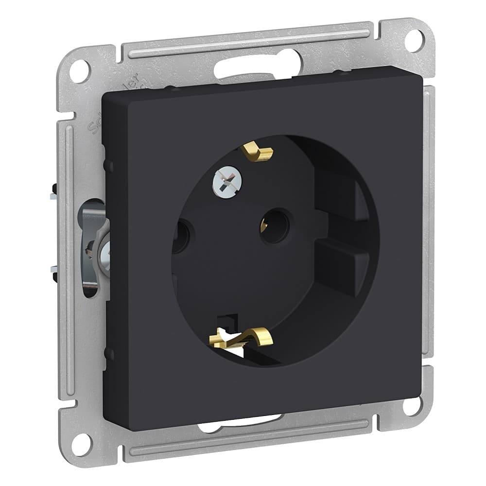 Systeme electric ATN001043 ATLASDESIGN РОЗЕТКА с заземлением, 16А, механизм, КАРБОН