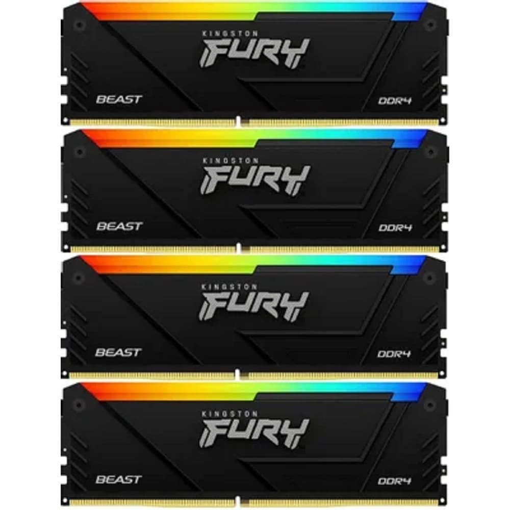 Память оперативная/ Kingston 32GB 2666MT/s DDR4 CL16 DIMM (Kit of 4) FURY Beast RGB