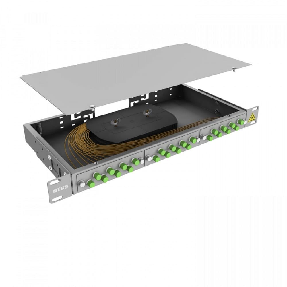 NTSS Кросс 19" NTSS PREMIUM, предсобранный 1U, 4 порта FC/APC, 9/125 мкм, (сплайс, пигтейлы, кдзс, планки, адаптеры) NTSS-RFOB-PM-1U-4-FC/A-9-SP1.5G2A
