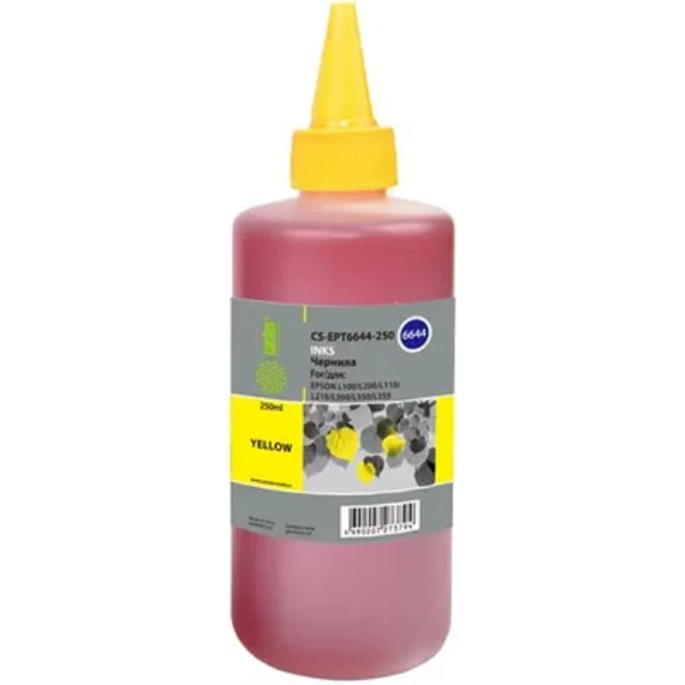 CACTUS Чернила CS-EPT6644-250 желтый 250мл для Epson L100/L110/L120/L132/L200/L210/L222/L300/L312/L350/L355/L362/L366/L456/L550/L555/L566/L1300