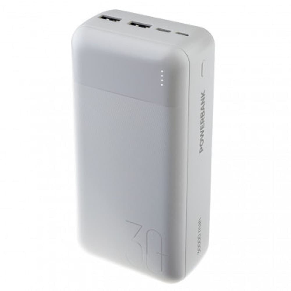 Perfeo Powerbank 30000 mah + In Micro usb+Type-C /Out USB 1 А, 2.1A /White