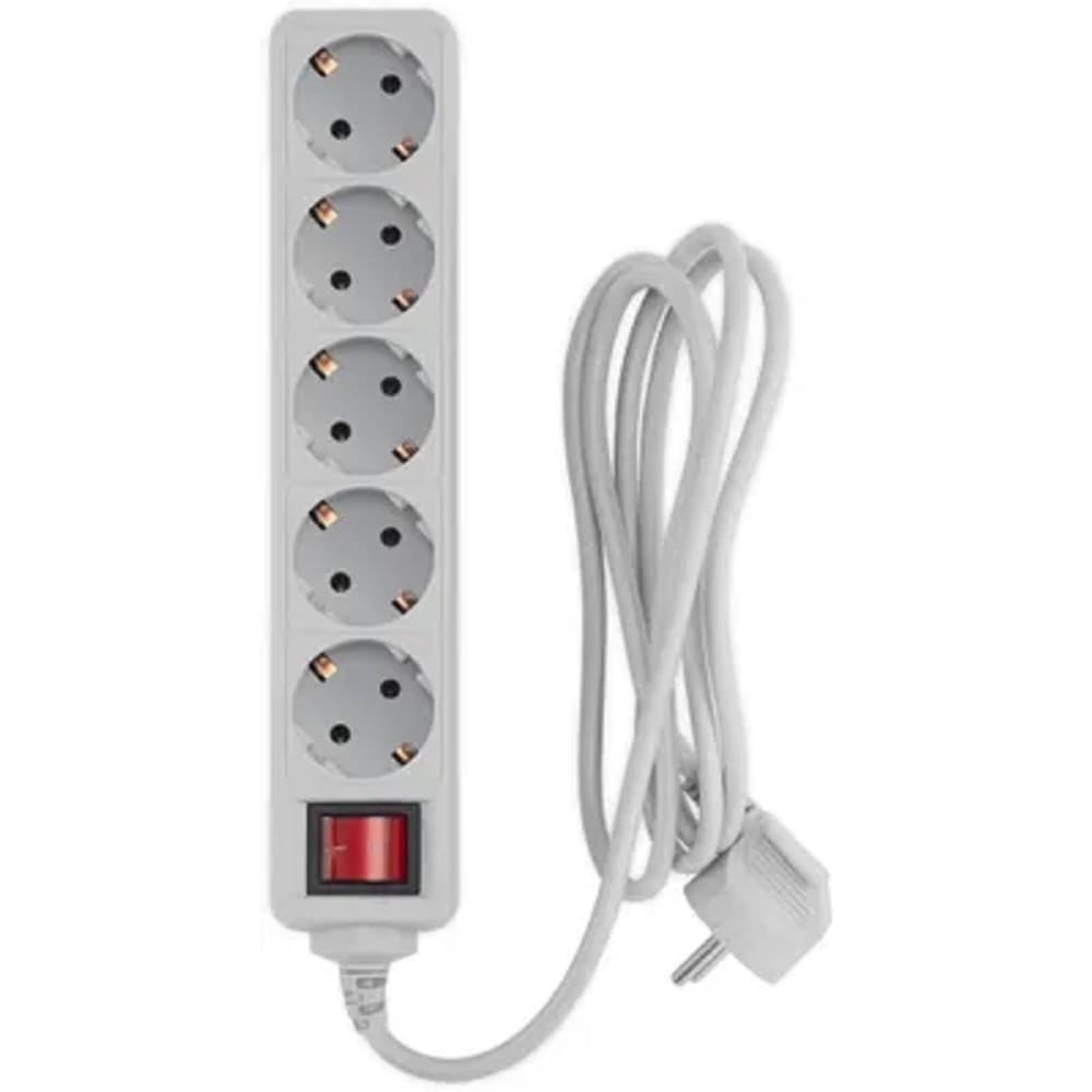 PC PET Сетевой фильтр AP01006-1.8-G 1.8м (5 розеток, EURO, EURO/RUS), серый