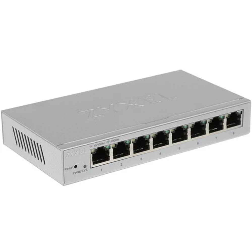 ZYXEL GS1200-8-EU0101F Smart коммутатор Zyxel GS1200-8, 8xGE, настольный, бесшумный, с поддержкой VLAN, IGMP, QoS и Link Aggregation