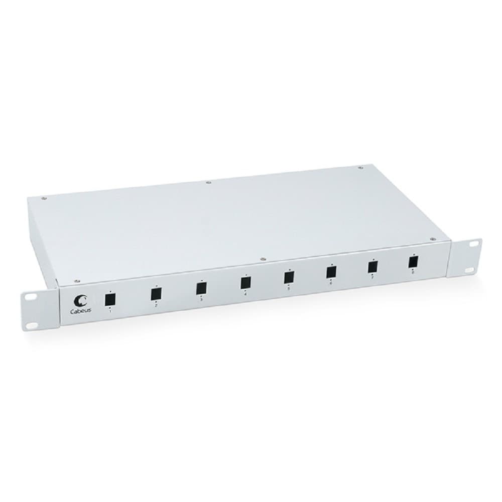 Cabeus FO-19-8SC Кросс бокс оптический 19" на 8 SC (LC duplex) со сплайс пластиной и КДЗС (без пигтейлов и проходных адаптеров)