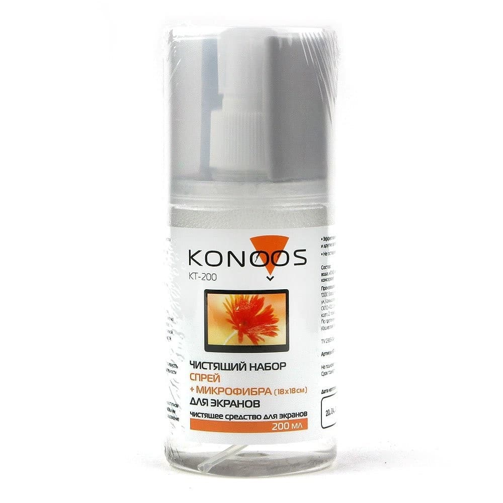 Konoos KT-200 Набор Konoos для ЖК-экранов (спрей 200 мл +салфетка)