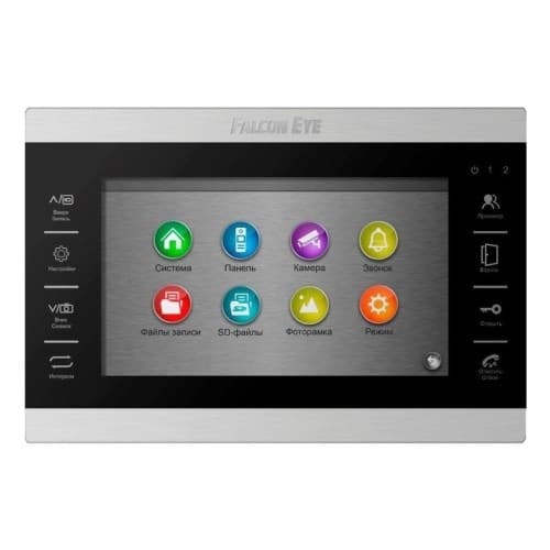 Falcon Eye FE-70 ATLAS HD (Black) HD Видеодомофон: дисплей 7" TFT; сенсорные кнопки; подключение до 2-х вызывных панелей и до 2-х видеокамер; адресный интерком; графическое меню; запись фото и видео