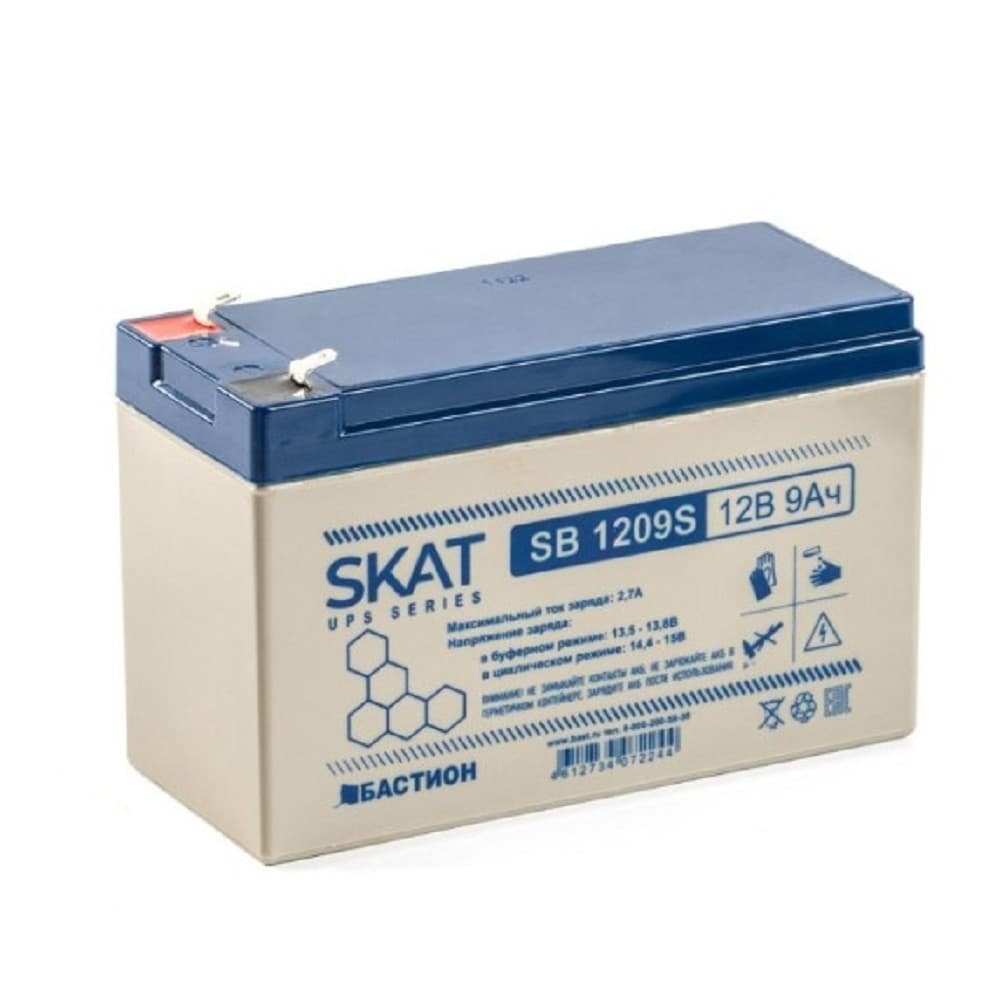 АКБ БАСТИОН SKAT SB 1209S AGM 12V 9Ач I зар.2,6 А, клеммы F2, гарантия 18 мес
