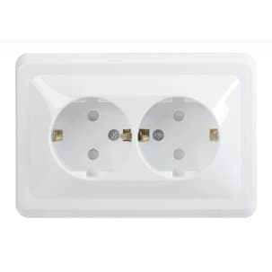 Iek ERV24-K01-16-DM РСш12-3-ВБ Розетка 2местн. с з/к c защ.штор. 16А ВЕГА (белый) IEK