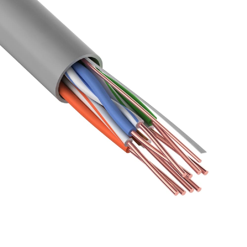 Rexant (01-0043-25) Кабель витая пара U/UTP, CAT 5e, PVC, 4PR, 24AWG, INDOOR, SOLID, серый, 25м