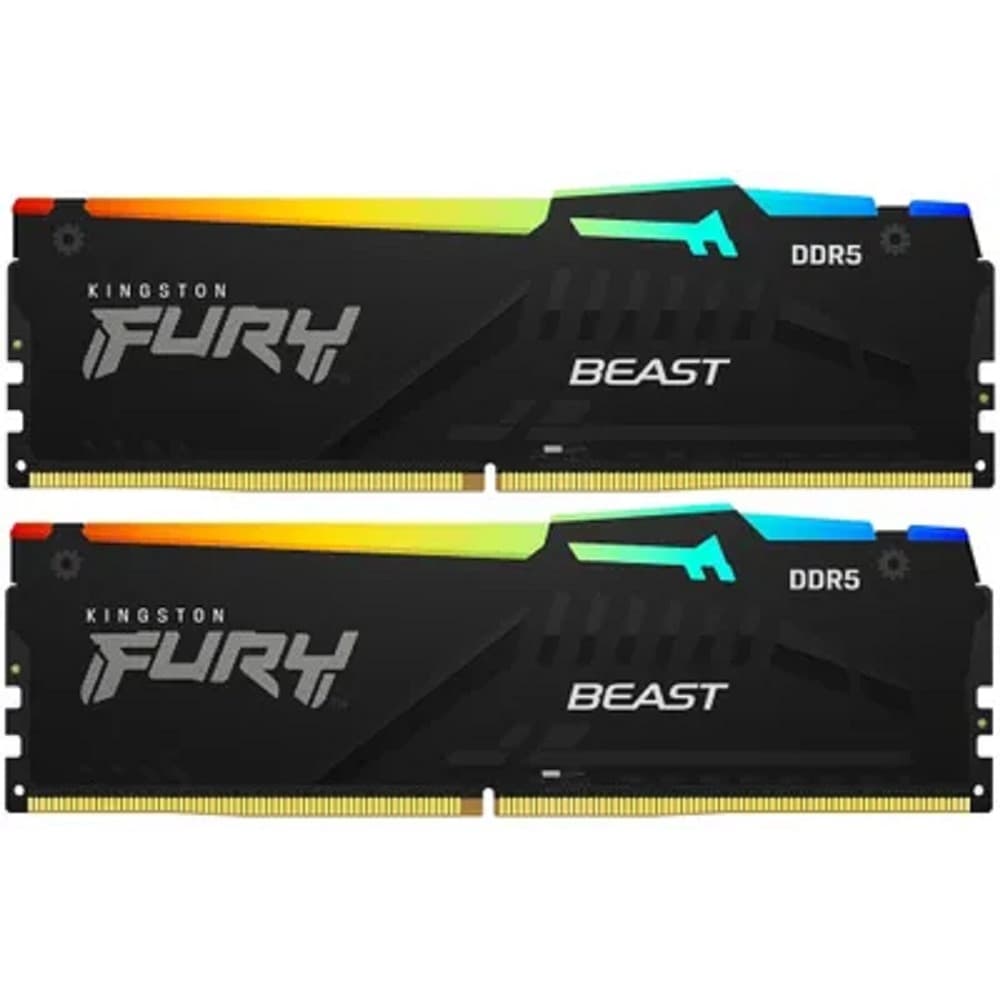 Память оперативная/ Kingston 32GB 6400MT/s DDR5 CL32 DIMM (Kit of 2) FURY Beast RGB XMP