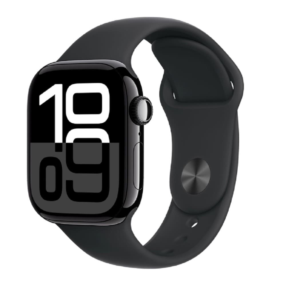 Apple Watch Series 10 42mm Jet Black Aluminium Case with Black Sport Band - S/M (MWWE3LW/A)