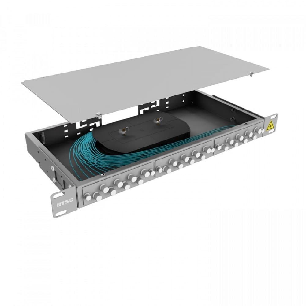 NTSS Кросс 19" NTSS PREMIUM, предсобранный 1U, 4 порта FC/UPC, 50/125 мкм ОМ3, (сплайс, пигтейлы, кдзс, планки, адаптеры) NTSS-RFOB-PM-1U-4-FC/U-503-SP1.5G2A