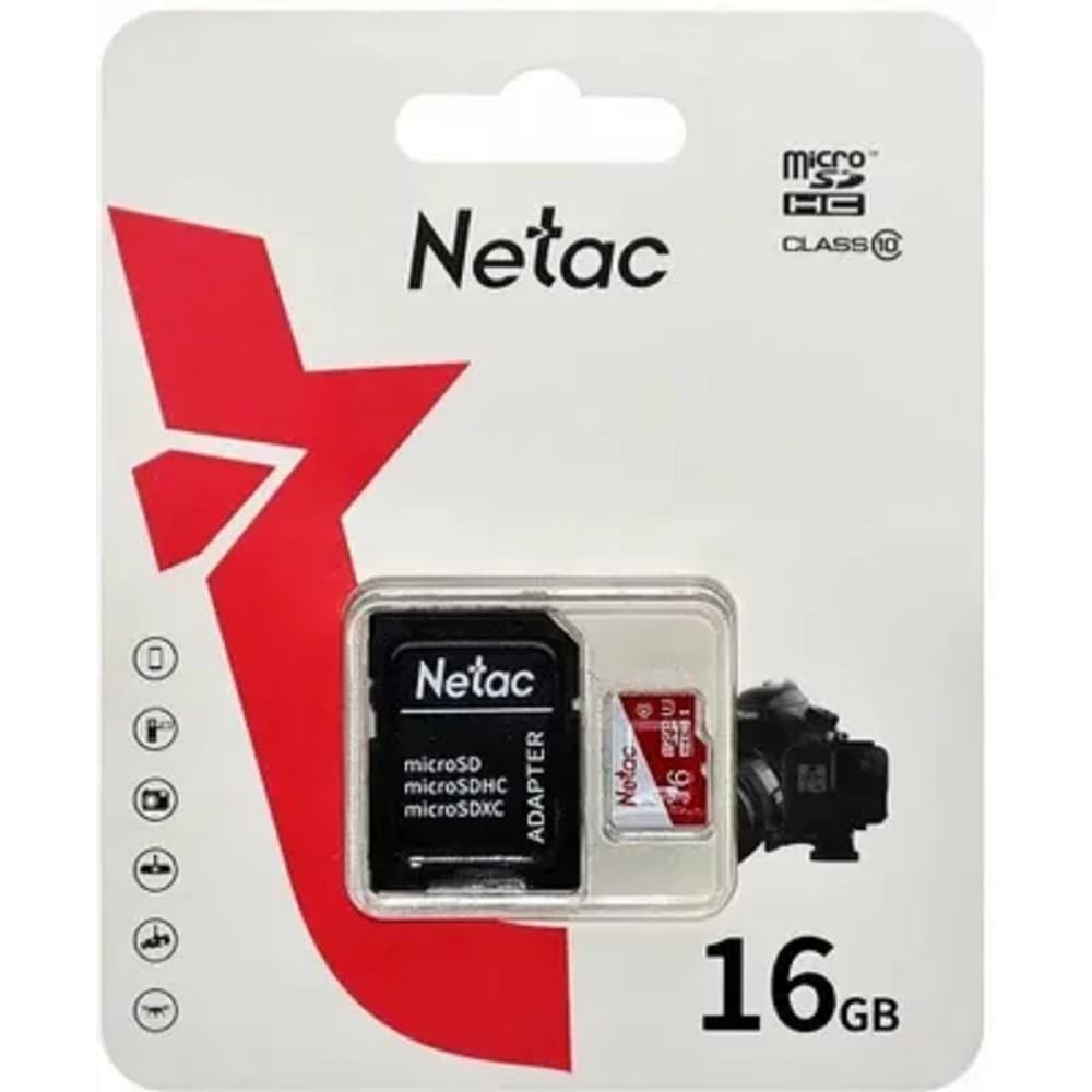 Micro SecureDigital 16GB Netac P500 ECO <NT02P500ECO-016G-R> (с SD адаптером)