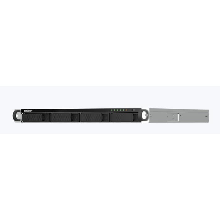 QNAP TS-464U-4G NAS 4 HDD trays, rackmount 1U, 1 PSU. 4-core Intel Celeron N5105/N5095 up to 2.9 GHz, 4 GB RAM (1 x 4 GB) up to 16 GB (2 x 8GB), 2.5 Gigabit Ethernet x 2, 4xUSB, 1xHDMI . PCIe Gen 3 x2