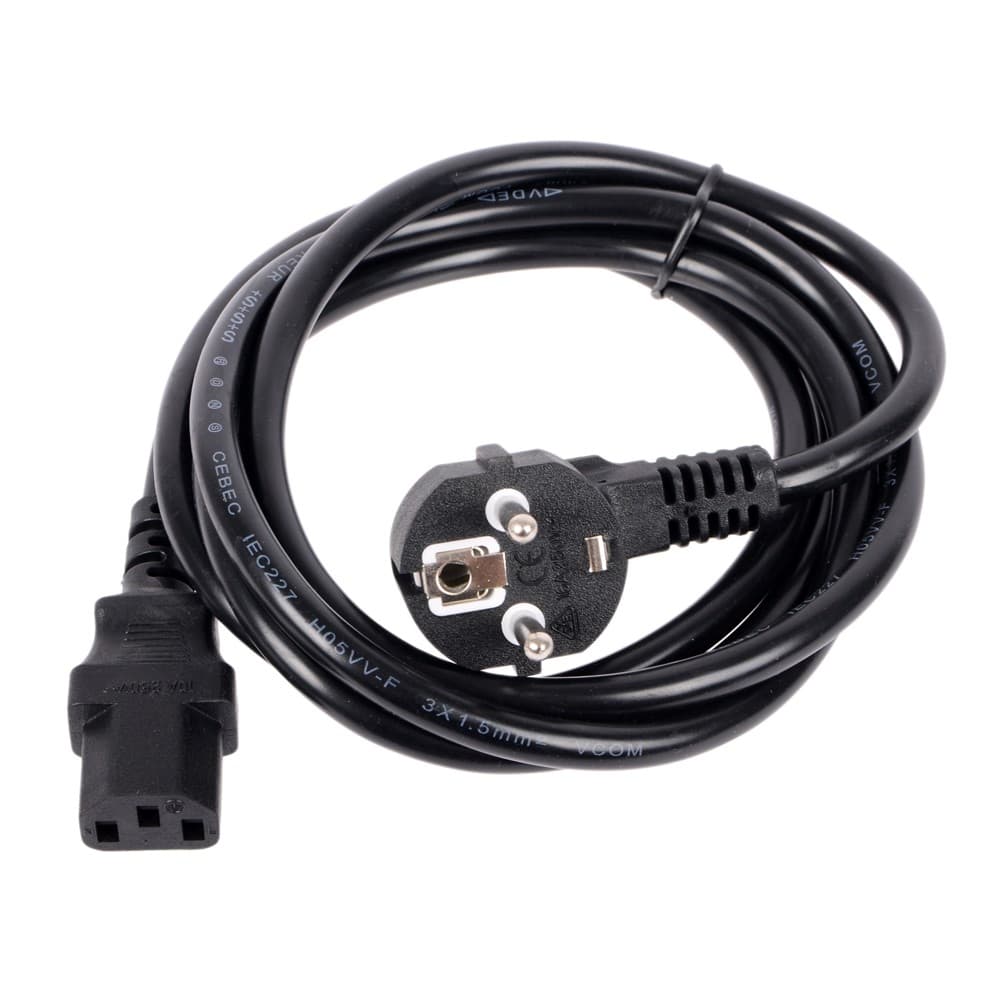 VCOM CE021-CU1.5-1.8 Кабель компьютер --> розетка 220V ( угловая Евровилка) <VDE> 3G*1.5mm2 , 1,8м