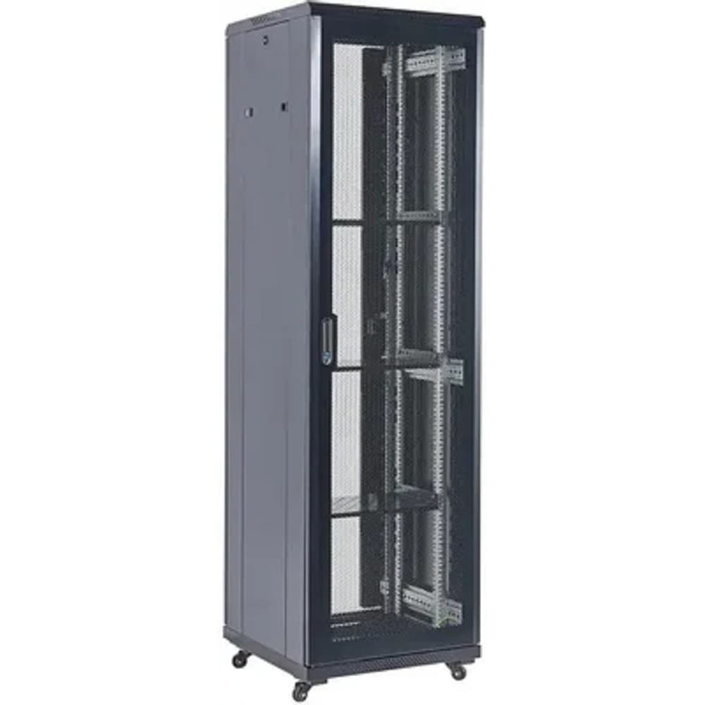 Rexant (04-4266-232) Шкаф телекоммуникационный напольный 42U 600х800мм пер.дв.перфор. металл 2 бок.пан. направл.под винты 800кг черный 230град. IP20 сталь