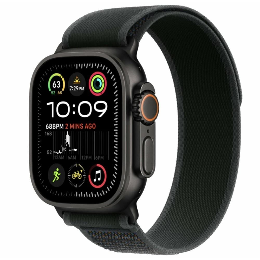 Apple Watch Ultra 2 (2024) 49mm Black Titanium Case with Black Trail Loop - S/M (MX4U3LW/A)