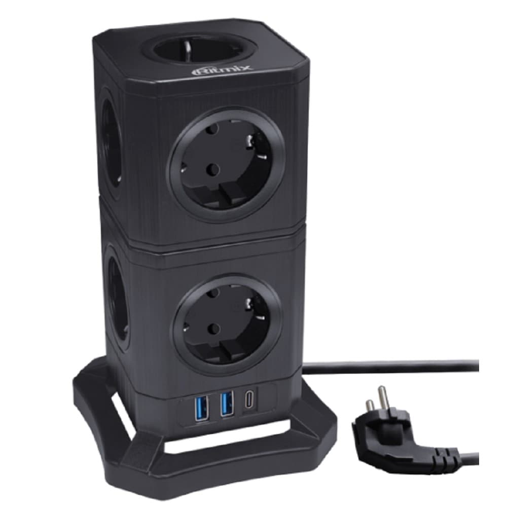 RITMIX RM-292C Black Сетевой фильтр с кнопкой питания