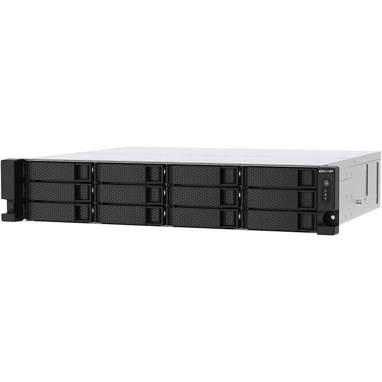 QNAP TS-1273AU-RP-8G Сетевой RAID-накопитель, 12 отсеков 3,5"/2,5", 2 порта 2,5 GbE BASE-T, стоечное исполнение, 2 блока питания. AMD Ryzen V1500B 2,2 ГГц, 8 ГБ DDR4.