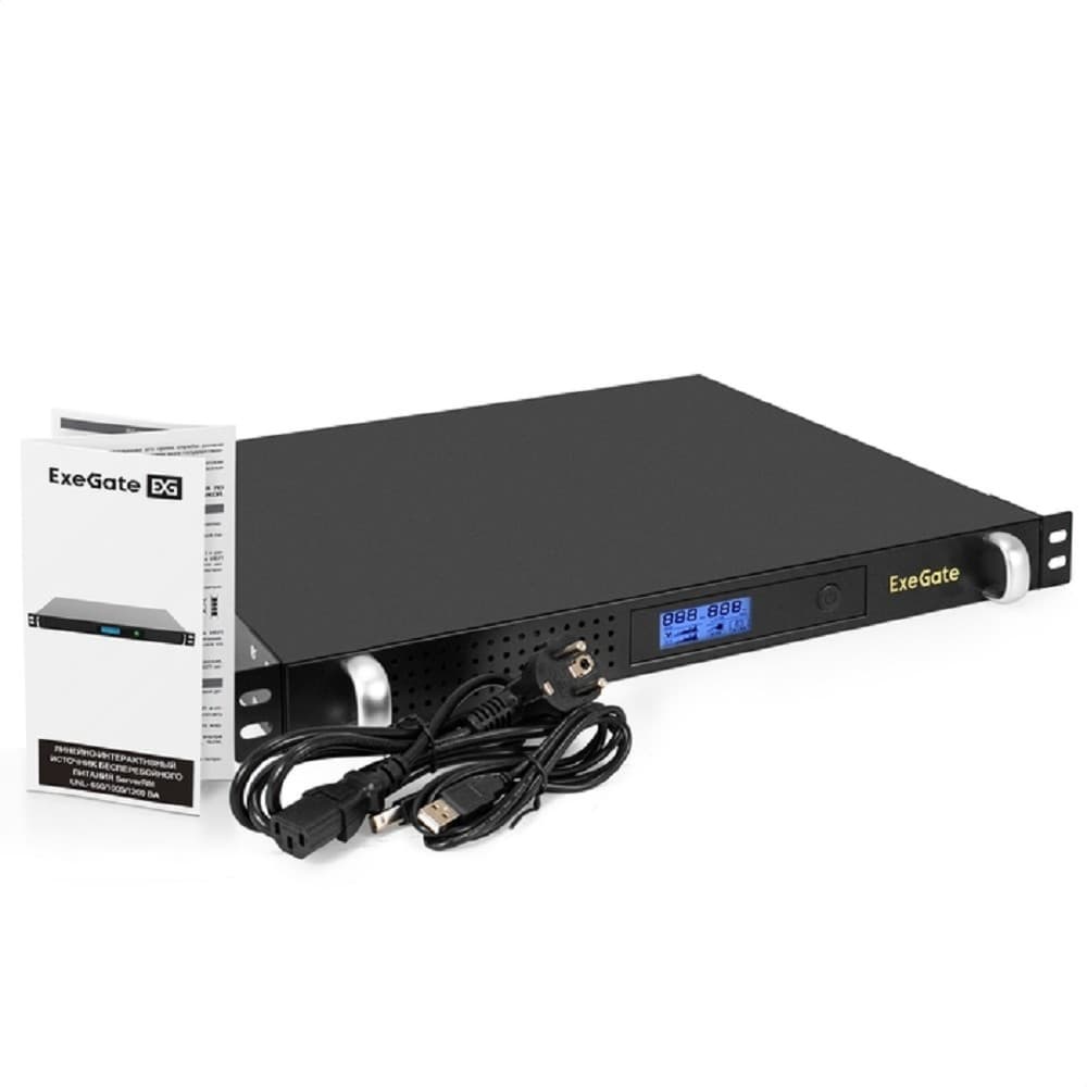 ИБП ExeGate 1U ServerRM UNL-1000.LCD.AVR.6C13.RJ.USB.1U