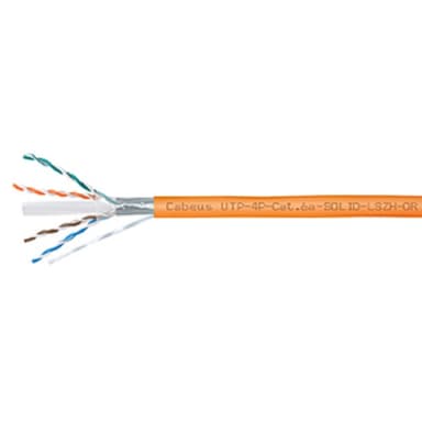 Cabeus UTP-4P-Cat.6a-SOLID-LSZH-OR Кабель витая пара UTP (U/UTP), категория 6A, 4 пары (23 AWG), одножильный, LSZH нг(А)-HF, оранжевый (305 м)