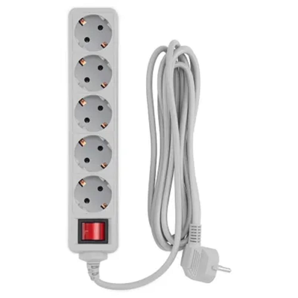 PC PET Сетевой фильтр AAP01006-3-G 3м (5 розеток, EURO, EURO/RUS), серый