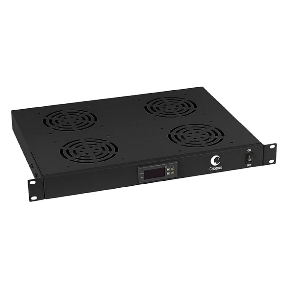 Cabeus JG03t-BK Модуль вентиляторный 19", 4 вентилятора, с цифровым термодатчиком, цвет черный (RAL 9004)