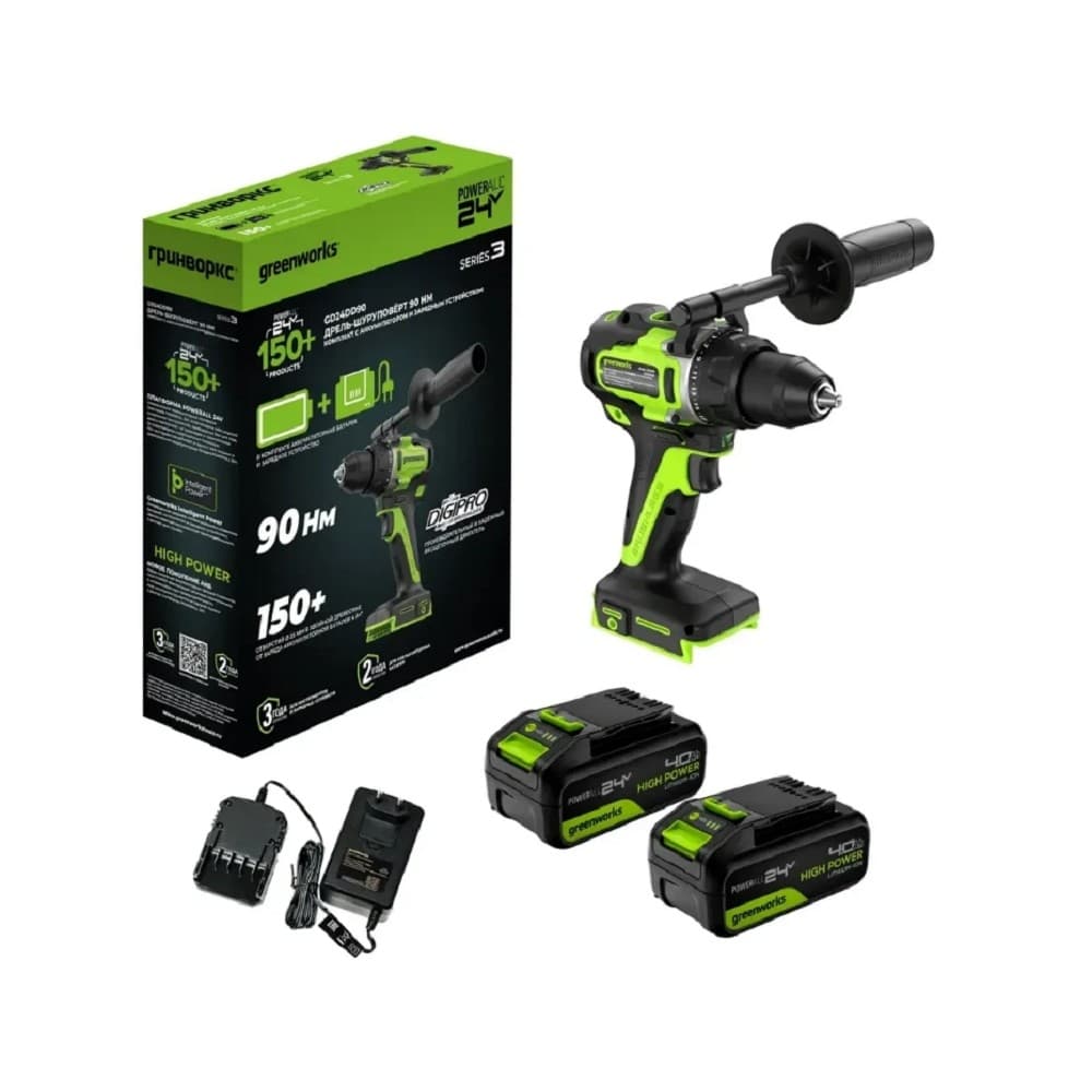 Дрель-шуруповёрт Greenworks GD24DD90 (3707507CUD)