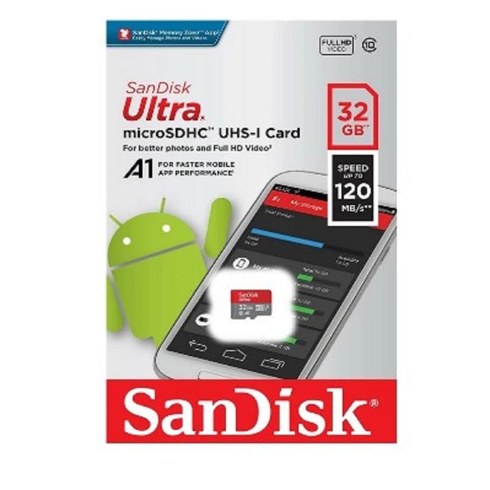 Micro SecureDigital 32Gb SanDisk Class 10 Ultra UHS-I 120MB/s SDSQUA4-032G-GN6MN