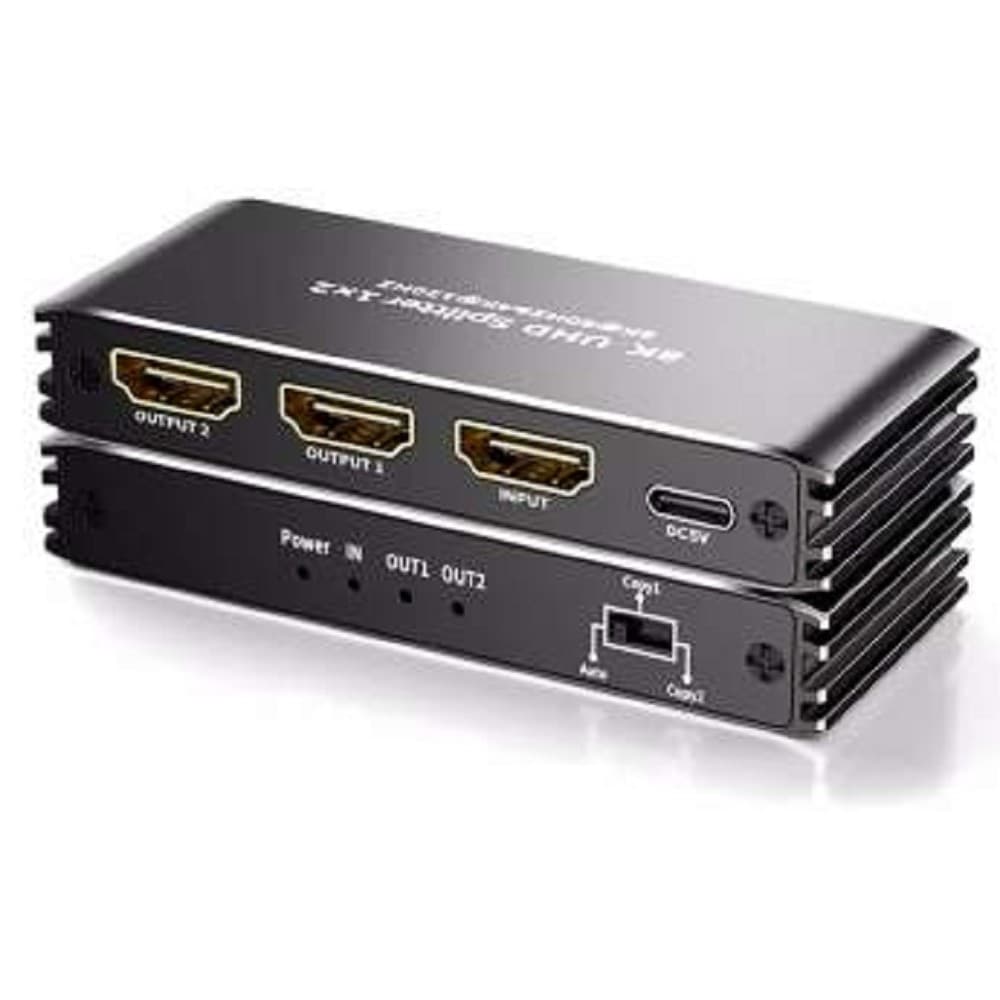 ORIENT HSP0102H8L-2.1, HDMI разветвитель 1->2, UHD 8K/60Hz, 4K/120Hz, HDR10+, HDMI 2.1, 48 Гбит/с, HDCP2.3, EDID управление, внешний БП, метал..корпус