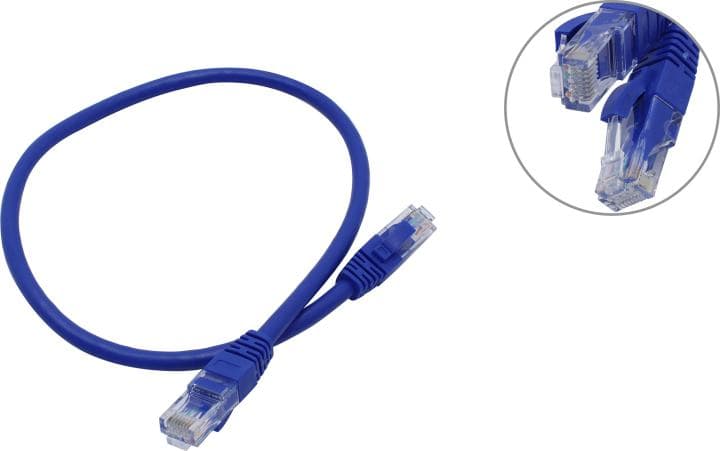 Cabeus <PC-UTP-RJ45-Cat.6-0.5m-BL> Patch Cord UTP кат.6, 0.5м, синий <8676c>