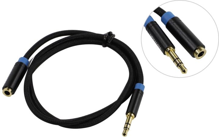 Vention <VAB-B06-B050-M> Кабель Jack3.5-M --> Jack3.5-F 0.5м