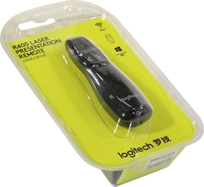 Logitech Wireless Presenter R400 (RTL) USB, 5 btn,Беспроводной пульт с лазерной указкой <910-004252>