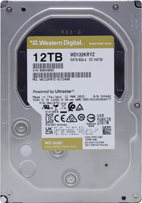 HDD 12 Tb SATA 6Gb/s Western Digital Gold <WD122KRYZ> 3.5"