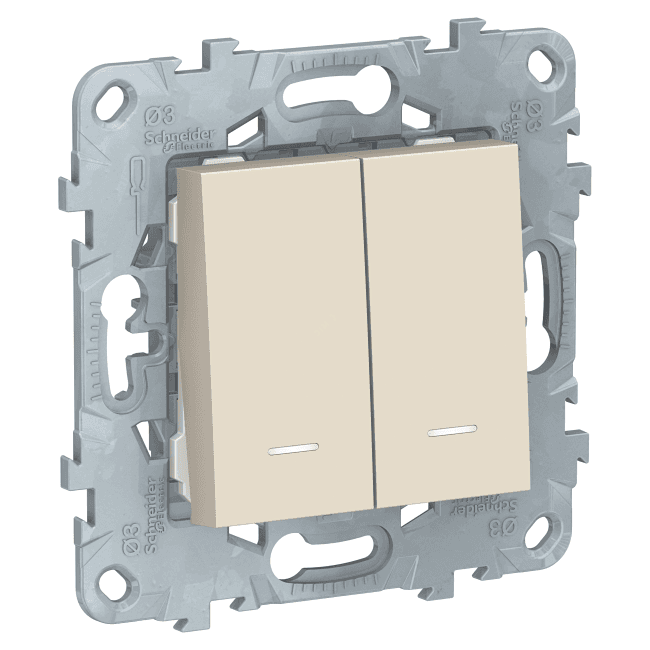 Schneider Electric NU521144N Выкл 2-клавиш с подсв 2 х сх.1а 10А
