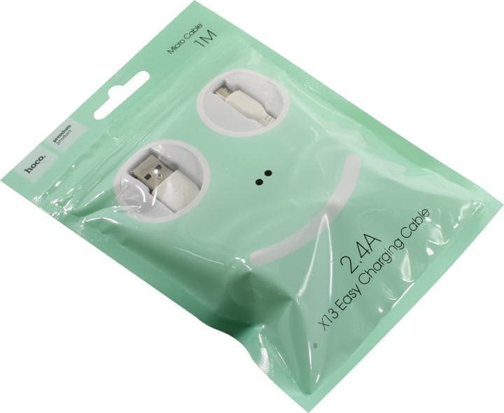 Hoco <X13 Micro 1M White> Кабель USB 2.0 AM--> Micro-B 1м