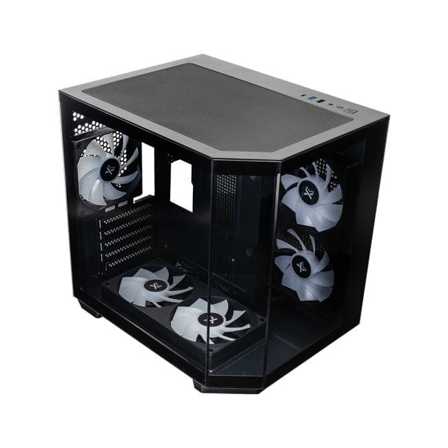 QT400M-2FA24A-1FC12A-C6-AC XASTRA QT400M 5ARGB-FC-C6-AC Black mATX/Aquarium/Screewless/1x120mm+2x240 ARGB PWM FC fans/A
