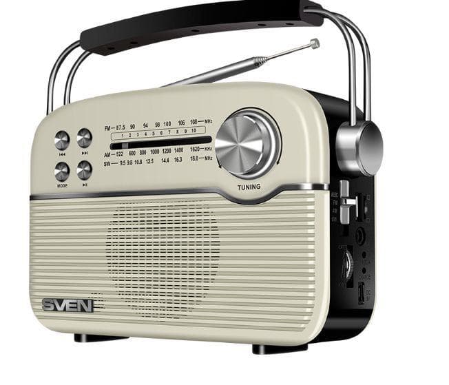 SVEN <SRP-500 White> Радиоприёмник (3W, FM/AM/SW, USB, SD/microSD, BT, Li-Ion)