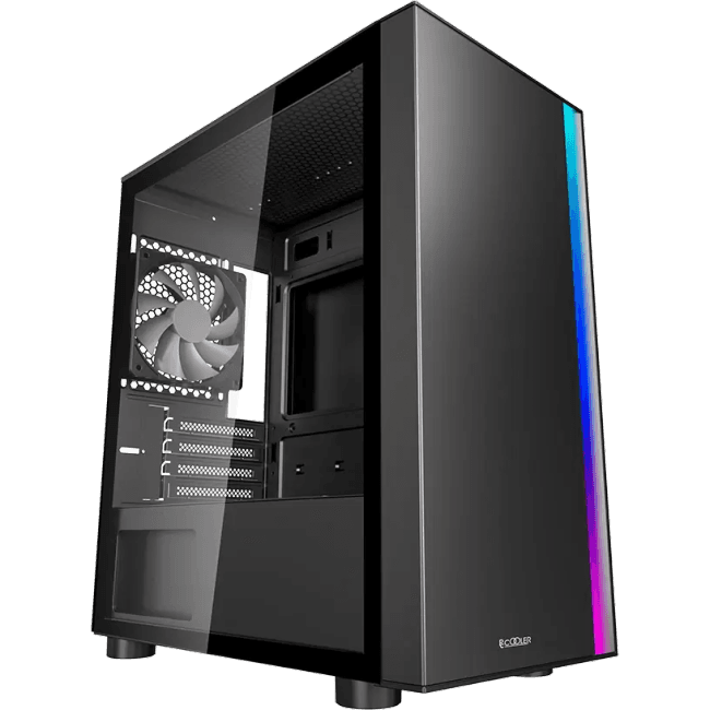 PcCooler LM300 ARGB BK Корпус без блока питания/ PCCOOLER LM300 ARGB BK, Flat Mid Tower, Black, TG, 0.45 SPCC, 1x120mm