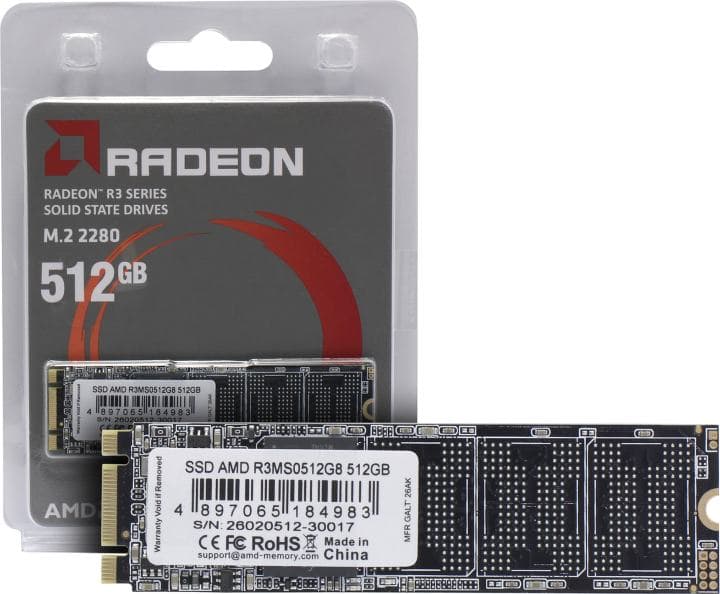 SSD 512 Gb M.2 2280 B&M 6Gb/s AMD Radeon R3 <R3MS0512G8>