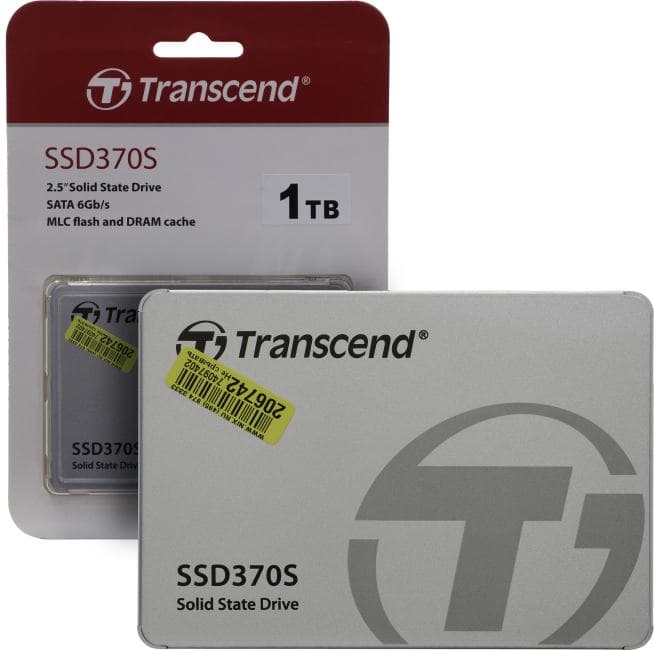 SSD 1 Tb SATA 6Gb/s Transcend SSD370 <TS1TSSD370S> 2.5" MLC+ 3.5" адаптер