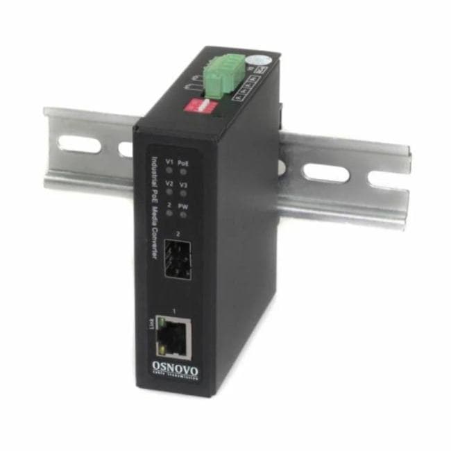 Медиа-конвертер OSNOVO OMC-1000-11BX-I промышленный компактный Gigabit Ethernet с поддержкой PoE BT до 90W