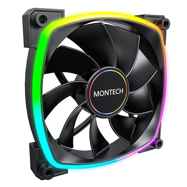 Montech RX140 PWM Reverse Black / 140mm, 4pin PWM, 3pin ARGB, 600-1600RPM, 90.5CFM, 27.9dBA, Rifle bearing / RX140B